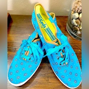 Keds Shoes Women’s Size 9.5 Blue teal Geometric Pattern Flats Sneakers